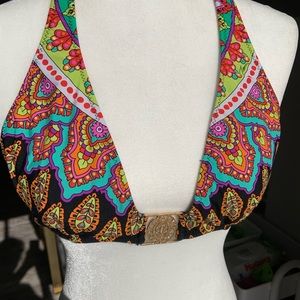 Trina Turk swim top size 10 ties at top and back